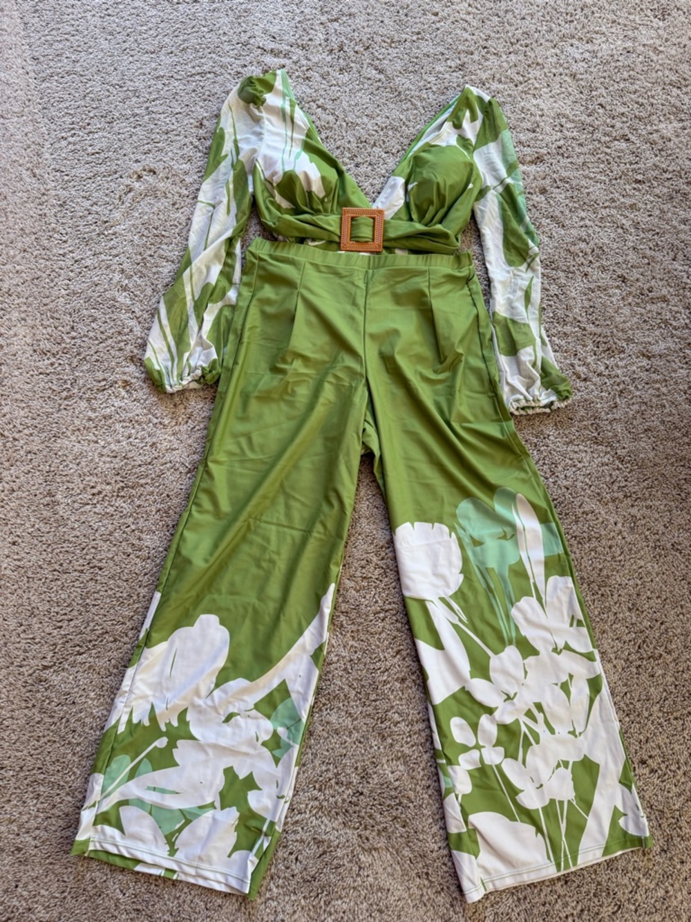 Green Floral Swim Suit w/Matching Pant